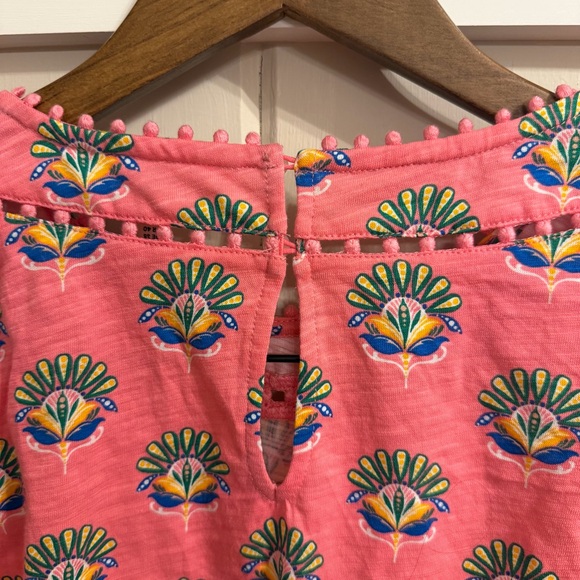 NWT Women’s Boden Pink Floral Top with Pom Pom Trim, Size 8 - Picture 6 of 9